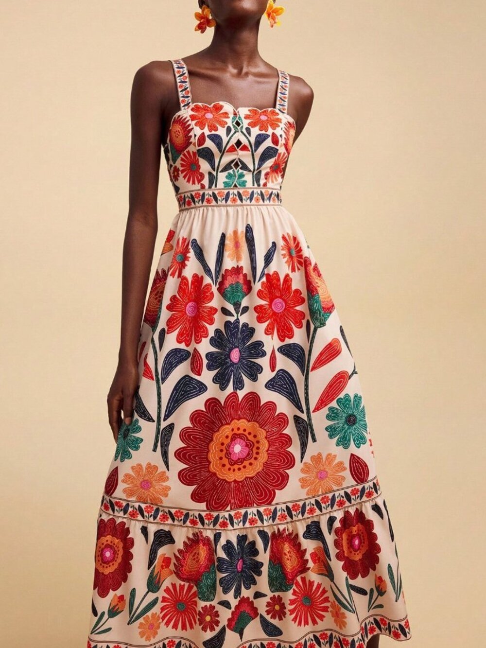 Multicolor Boho Women's Floral Print Camisole Dress - Picture 3 of 7